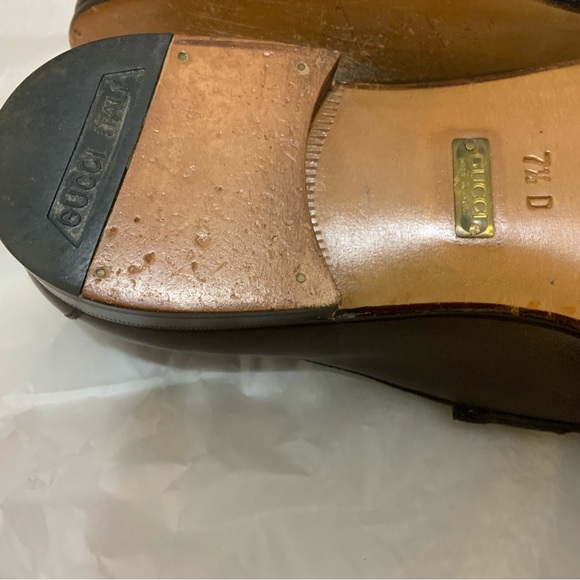 Authentic Gucci Web Gold Horsebit Brown Leather Mens Loafer size 7.5 D - Picture 9 of 16